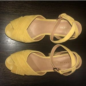 Coach yellow suede platform sandals 8